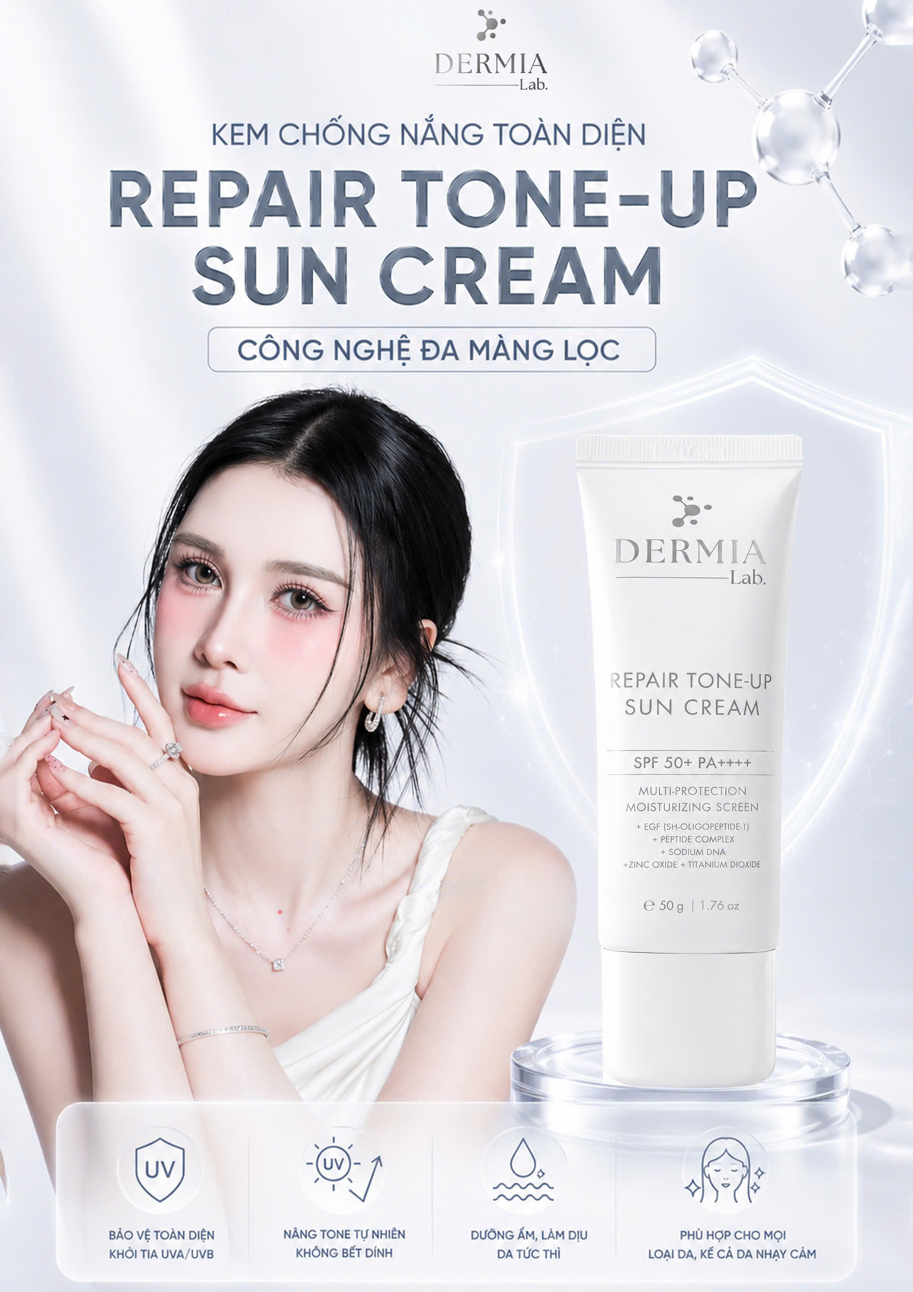 Kem Chống Nắng Nâng Tone, Phục Hồi DERMIA Lab Repair Tone-Up Sun Cream - Ảnh 6