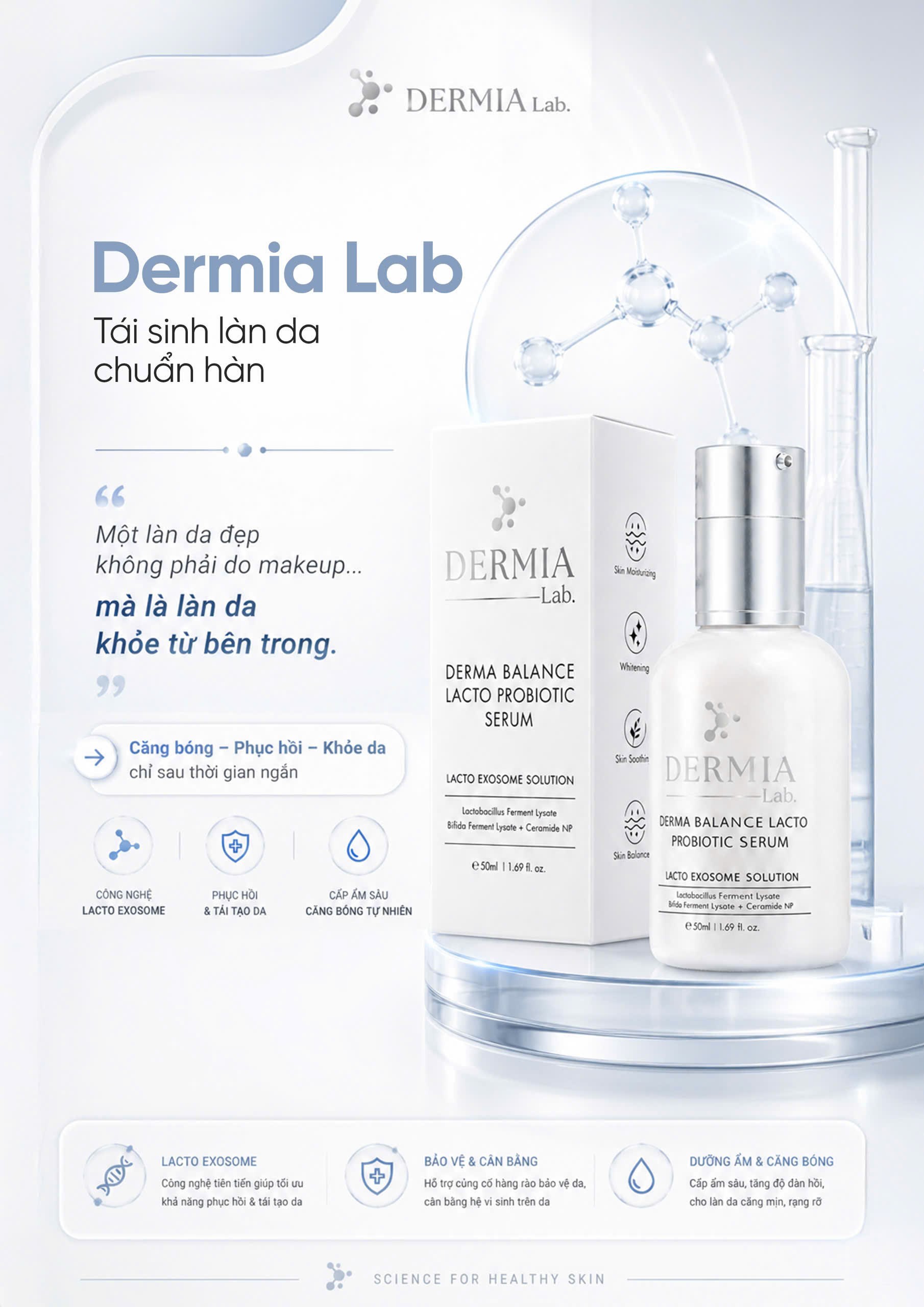 Serum Tái Sinh & Cân Bằng Hệ Vi Sinh DERMIA Lab Derma Balance Lacto Probiotic Serum - Ảnh 3