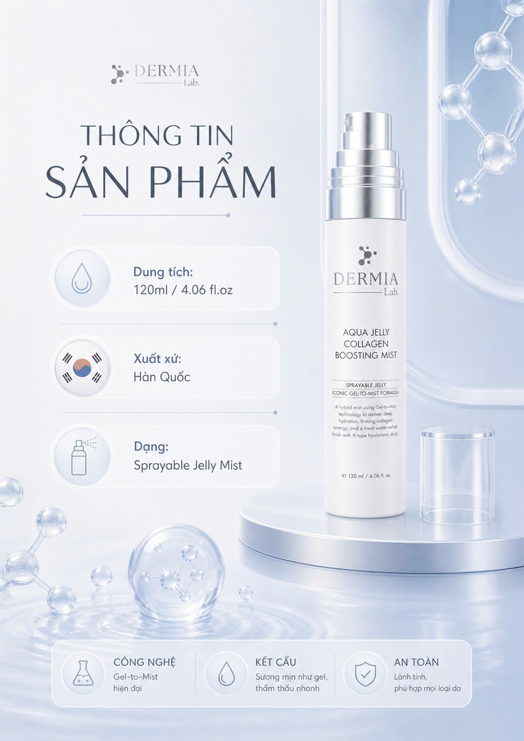 Tinh Chất Xịt Khoáng Collagen Dạng Sương Aqua Jelly Collagen Boosting Mist - Ảnh 6