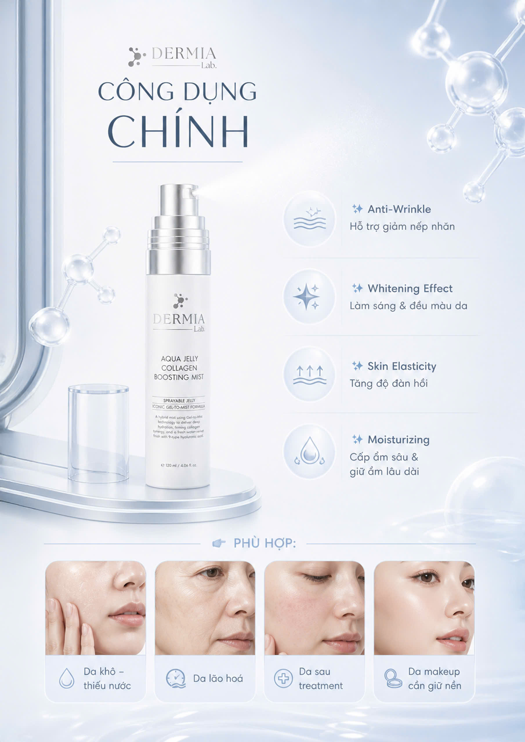 Tinh Chất Xịt Khoáng Collagen Dạng Sương Aqua Jelly Collagen Boosting Mist - Ảnh 3