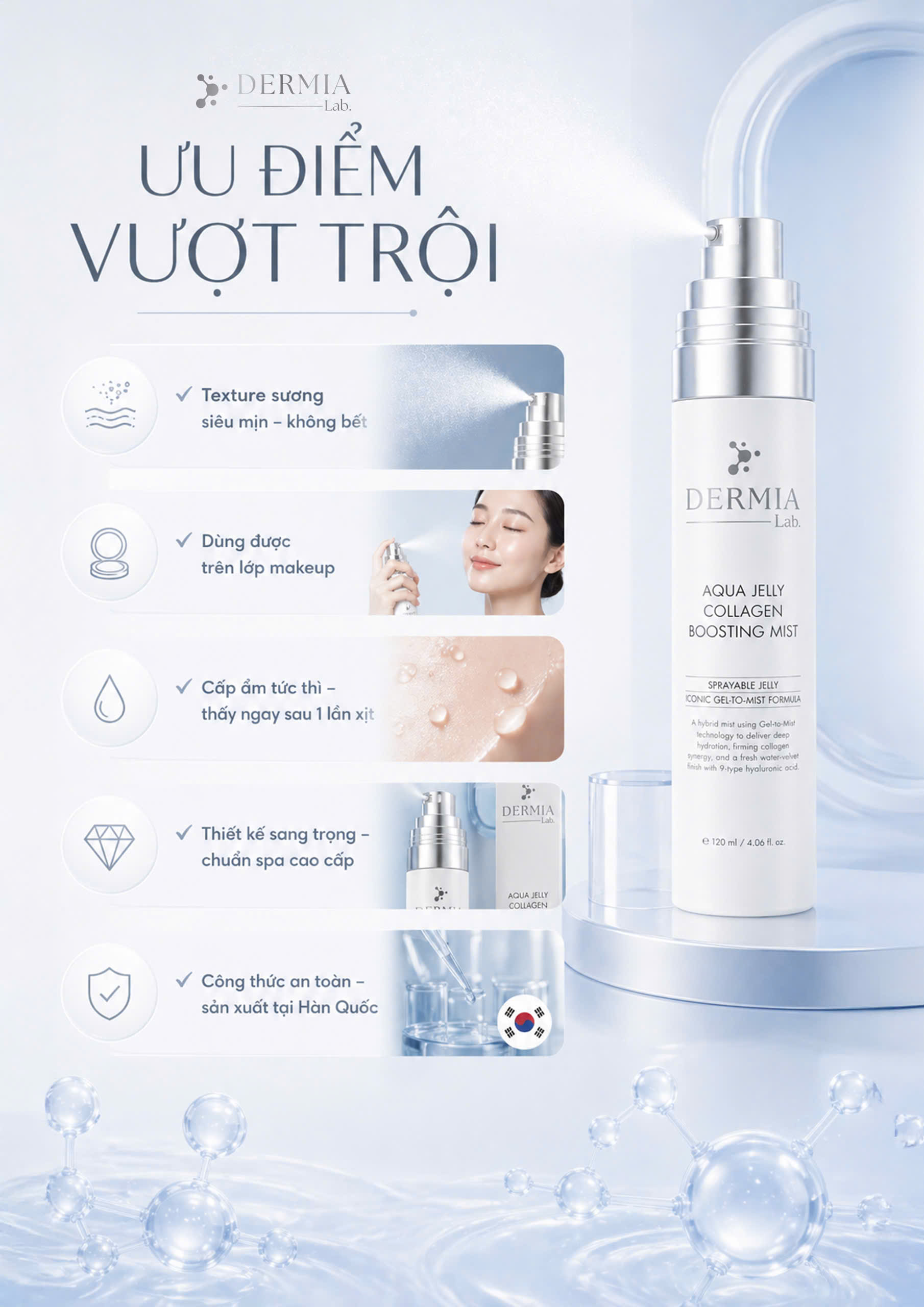 Tinh Chất Xịt Khoáng Collagen Dạng Sương Aqua Jelly Collagen Boosting Mist - Ảnh 5