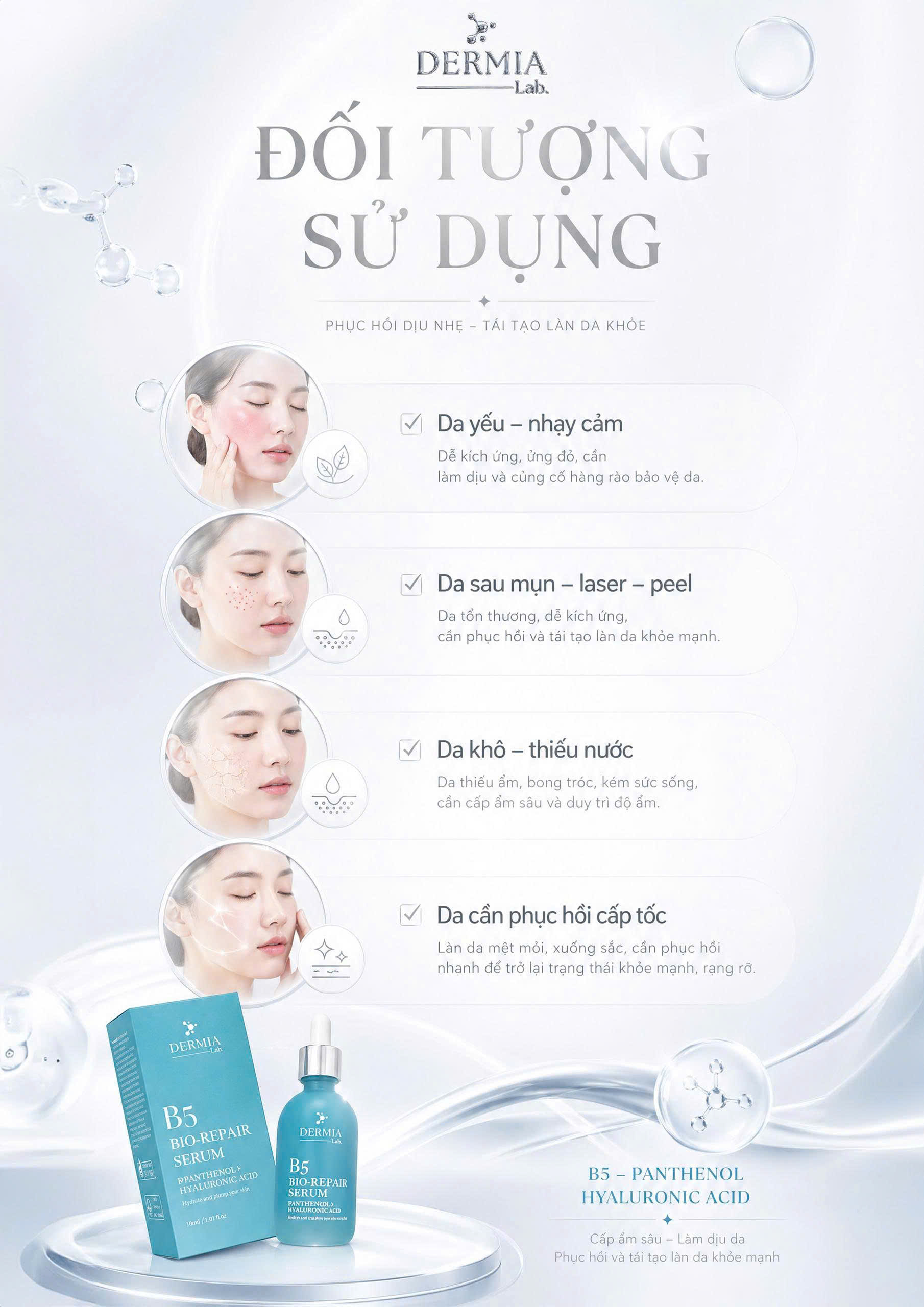 Serum Phục Hồi Da Yếu & Khóa Ẩm Đa Tầng DERMIA Lab B5 Bio-Repair Serum - Ảnh 6