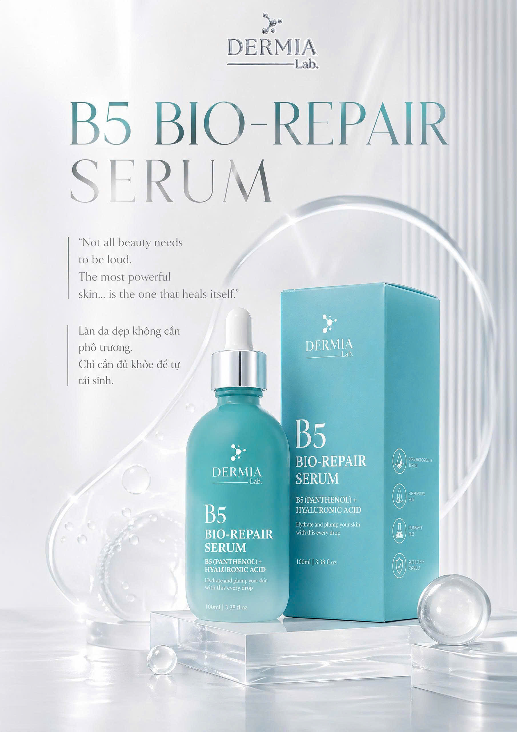 Serum Phục Hồi Da Yếu & Khóa Ẩm Đa Tầng DERMIA Lab B5 Bio-Repair Serum